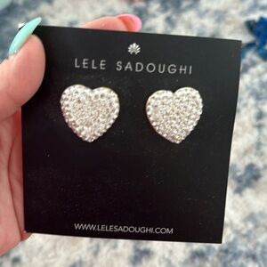 Lele sadoughi crystal  heart stud earrings worn once great condition sparkly